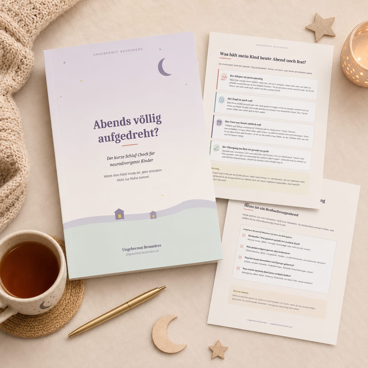Cover des kostenlosen Schlaf-Checks für neurodivergente Kinder: Abends völlig aufgedreht?