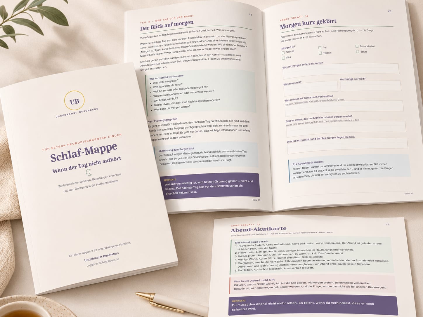 Übersicht der Schlafmappe - wenn neurodivergente Kinder nicht einschlafen - Kind schläft nicht ein ADHS