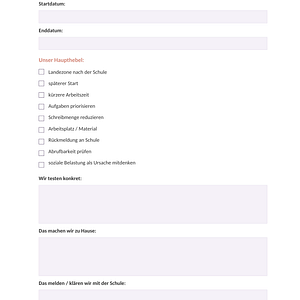 36 Arbeitsblatt 14-Tage-Entlastungsplan aus der Hausaufgaben-Mappe für Eltern neurodivergenter Kinder